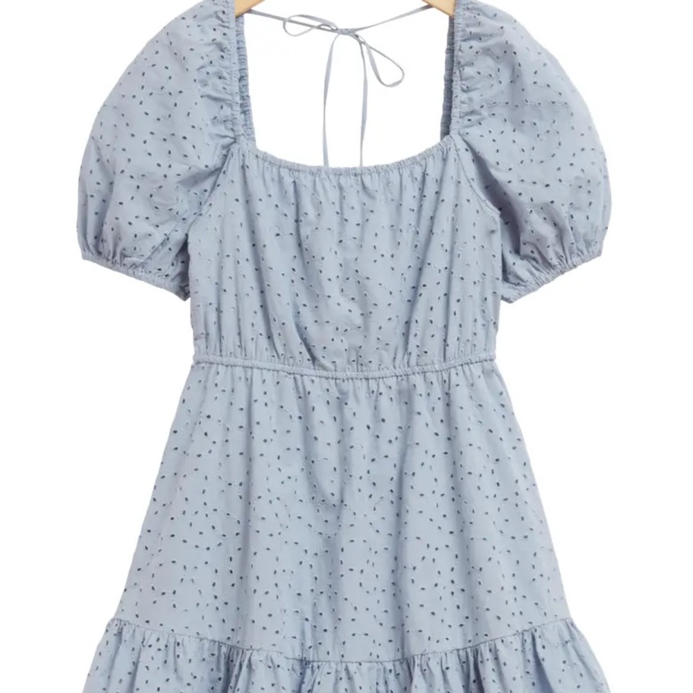 Organic Cotton Puff Sleeve Eyelet Dress - Picture 2 of 13